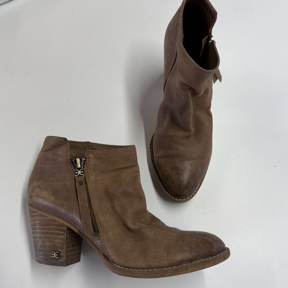 Sam Edelman Booties Womens Size 7M MACON Leather Western Ankle Boots Shoe - Picture 1 of 10